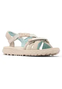 Sandale dama - textil - bej/albastru - inchidere Velcro