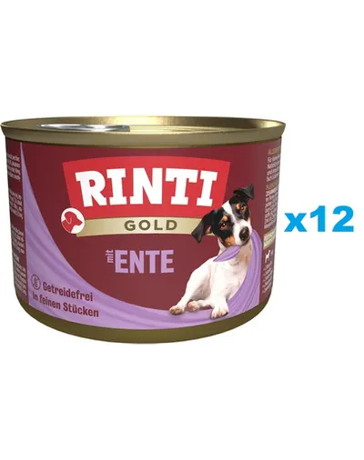 RINTI Gold Duck hearts Mini pachet conserve pentru caini 12x185 g cu rata