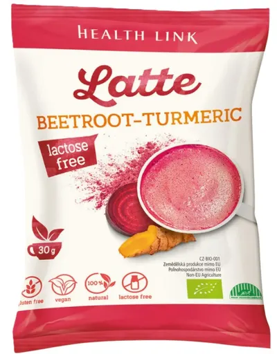 Latte organic cu sfeclă roșie și turmeric, 30 g, Health Link