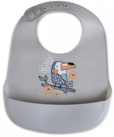 Baveta de silicon Cangaroo - Rooibos, gri