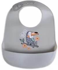 Baveta de silicon Cangaroo - Rooibos, gri