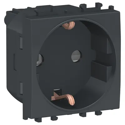 Priza 2P+E 2 module cu obturatoare Schneider Easy Styl LMR5210003, negru