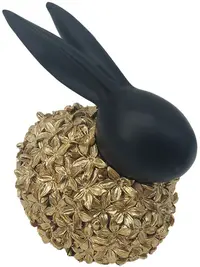 Figură decorativă Maison - Iepure înflorit, 14 cm, auriu-negru