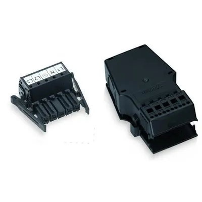 Socket; with strain relief housing; 5-pole; Cod. A; 6,00 mm²; black