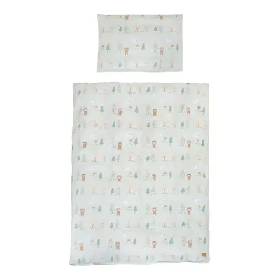 Lenjerie de pat pentru copii verde-deschis din bumbac pentru pătuț 100x135 cm Woodland Buddies – Roba