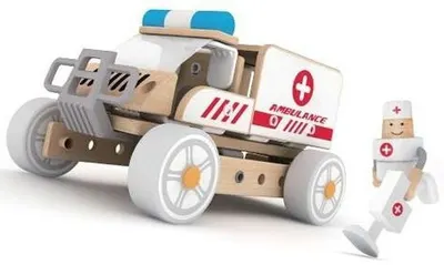 Constructor din lemn 3 in 1 pentru copii Classic World - Ambulanta