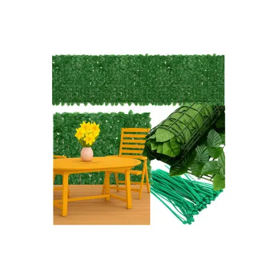 Panou gard artificial 50×500 cm, decor terasa/balcon, frunze iedera