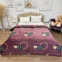 Patura Pufoasa CoCoLiNo (Fleece), 200x230cm, 240gr/m, Violet, Inimioare - Rasfatul Perfect pentru Serile Racoroase