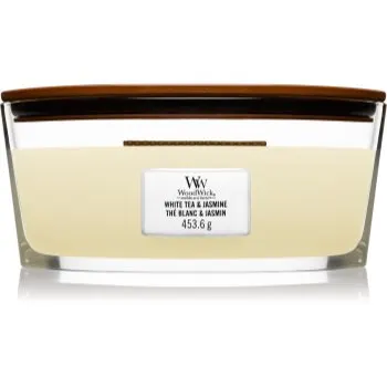 Woodwick White Tea & Jasmine lumânare parfumată cu fitil din lemn (hearthwick)