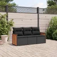 Gossi set mobilier de gradina cu perne, 3 piese, negru, poliratan