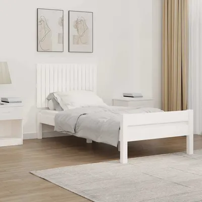 vidaXL Tăblie de pat pentru perete, alb, 95,5x3x60 cm, lemn masiv pin