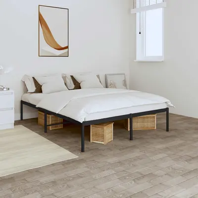 vidaXL Cadru pat metalic, negru, 140x190 cm