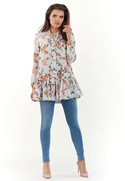 Bluza dama - Poliester - Alb - Model flori