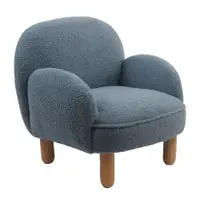 Fotoliu de copii albastru cu tapițerie din țesătură bouclé Rocky – Vipack