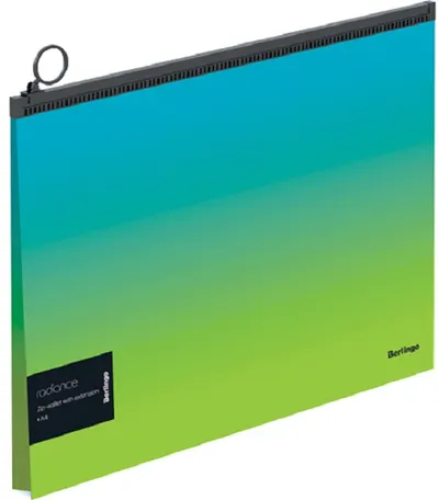 Buzunar cu fermoar Berlingo Radiance - A4, albastru si verde