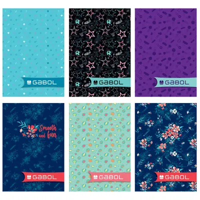 Set de 10 caiete Gabol - A4, 80 coli, randuri late, pentru fete, sortiment
