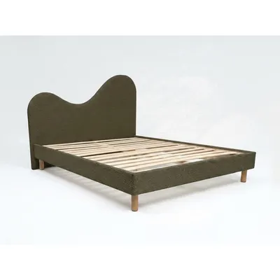 Pat matrimonial verde tapițat tapițat cu somieră 180x200 cm Celina – Bobochic Paris