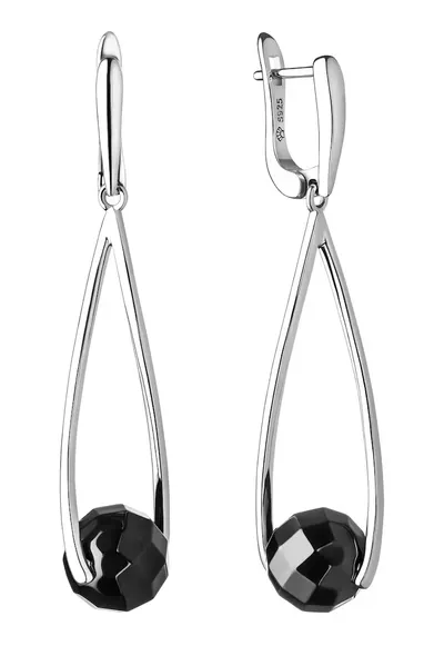 Cercei argint lungi cu onix - Péndulo Negro