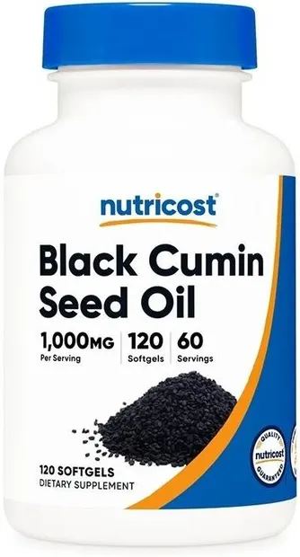 Black Cumin Seed Oil, 1000 mg, 120 capsule gelatinoase moi, Nutricost