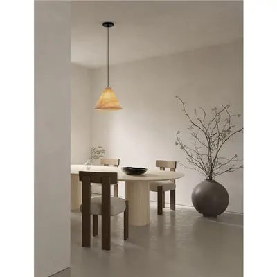 Lampa suspendata ELYSIAN Natural Lemn & Negru Cable LED E27 · 1x12 Wat 100-240 Volt · IP20