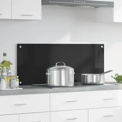 vidaXL Panou de bucătărie Negru 100 x 40 cm sticlă securizată
