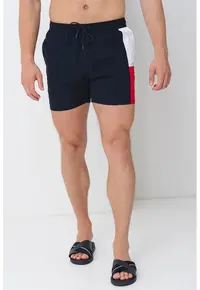 Pantaloni scurti de baie cu buzunare laterale - Alb/Rosu vermillion/Bleumarin