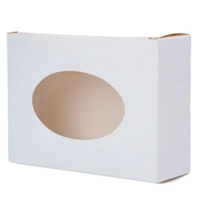 Cutie dreptunghiulară din hârtie cu fereastră ovală - alb (set 50 buc) - Default Title
