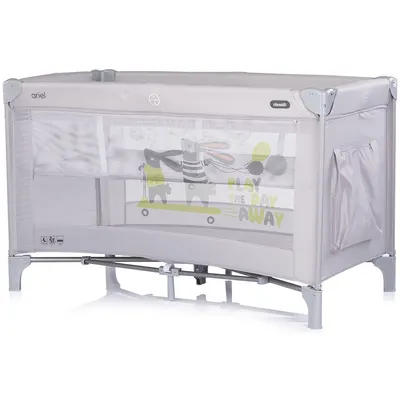 Patut pliabil pentru copii Chipolino Ariel Platinum 120x60 cm, doua nivele, intrare laterala cu fermoar, geanta pentru transport