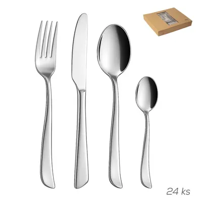 Tacâmuri argintii din oțel inoxidabil 24 buc. Shape – Orion