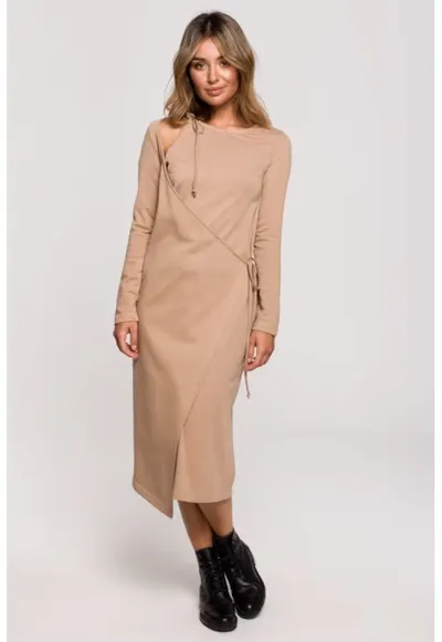 Rochie in straturi cu legare laterala - - Bej