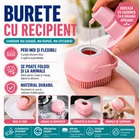 Burete de baie din silicon cu dozator, Mini Soft Brush, reutilizabilla, pentru adulti, copii, animale de companie, Roz