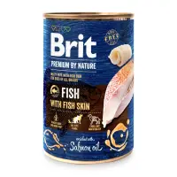 BRIT Premium by Nature, XS-XL, Pește și Piele de Pește, conservă hrană umedă fără cereale câini, (în suc propriu), 400g