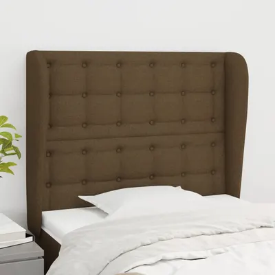 vidaXL Tăblie de pat cu aripioare maro închis 83x23x118/128 cm textil