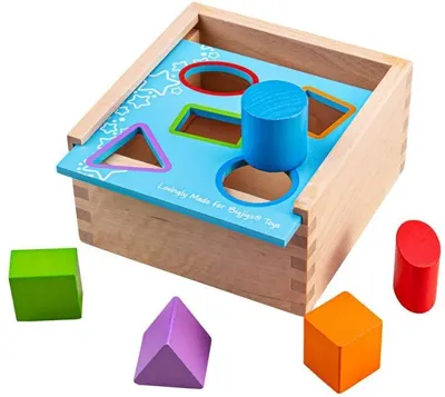 Bigjigs Jucarie de sortare din lemn, cu figuri geometrice colorate