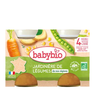 Piure din legume verzi +4 luni Bio, 2 x 130g, BabyBio