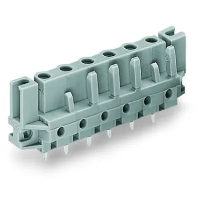 THT female header; 0.6 x 1.0 mm solder pin; straight; Spacer flange; Pin spacing 7.5 mm; 16-pole; gray