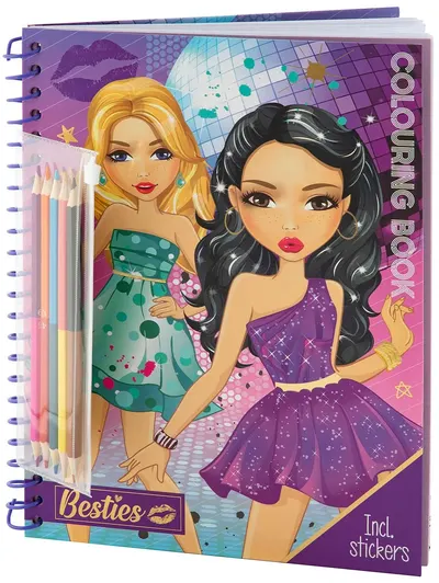 Carte de colorat Moxy Besties - 30 foi, cu 5 creioane cu două capete