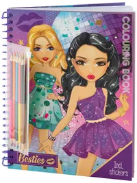 Carte de colorat Moxy Besties - 30 foi, cu 5 creioane cu două capete