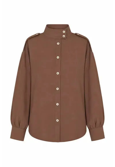 Camasa dama - camasa casual - maneca lunga - maro cafea - 90% modal