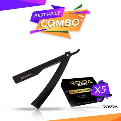Pachet promo - ROVRA - Brici otel inoxidabil Negru + 5 buc. X Lame pentru ras