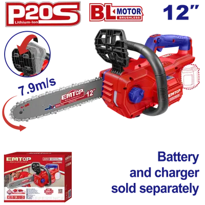 Fierastrau Drujba cu lant fara acumulator si incarcator, motor fara perii (brushless), 30cm - ELGA20128, EMTOP Engros