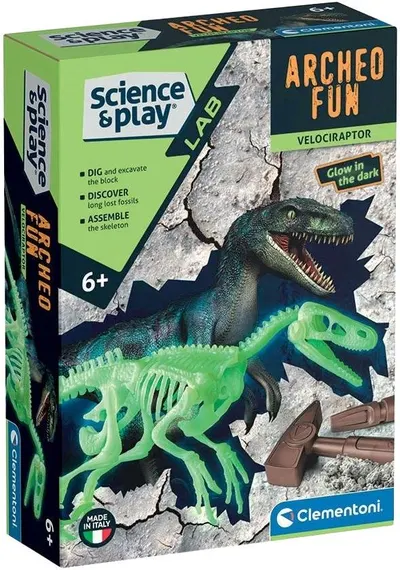 Set educațional Clementoni Science & Play - Descoperă un schelet de velociraptor
