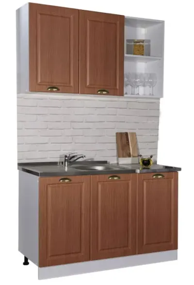 Set bucatarie SQUARE 120 cm, 4 corpuri, blat termorezistent, fronturi MDF, stejar antichizat