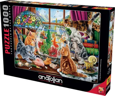 Puzzle Anatolian din 1000 piese - Pisici și un acvariu
