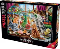 Puzzle Anatolian din 1000 piese - Pisici și un acvariu