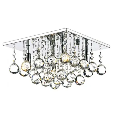 Lampa tavan Abacus 4 Light Flush Polished Chrome Crystal