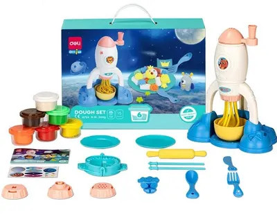 Set pentru modelaj Deli Genius - EH724, 6 culori de plastilină, 16 accesorii