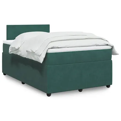 Gossi pat box spring cu saltea, verde inchis, 120x200 cm, catifea
