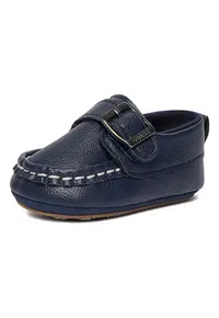 Mocasini copii - material sintetic - albastru - inchidere velcro - design clasic