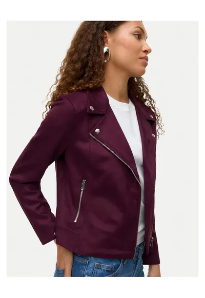 Geaca din imitatie de piele pentru femei violet